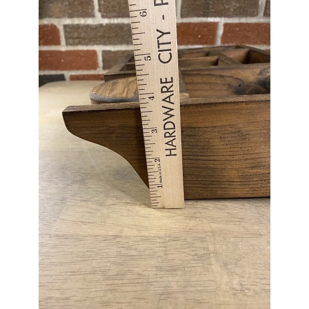 Vtg Wood Wall Shelf Curio Shadow Box Heart Dividers Display Country Cottage Core